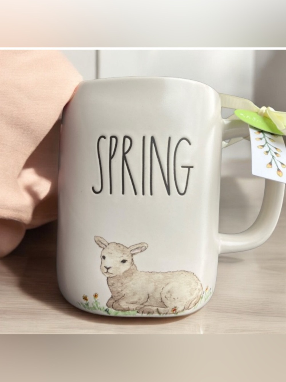 NEW Rae Dunn SPRING Ceramic Coffee Tea Mug with Lamb Design Easter Springtime